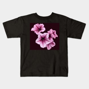 Pink Petunia Flowers Kids T-Shirt